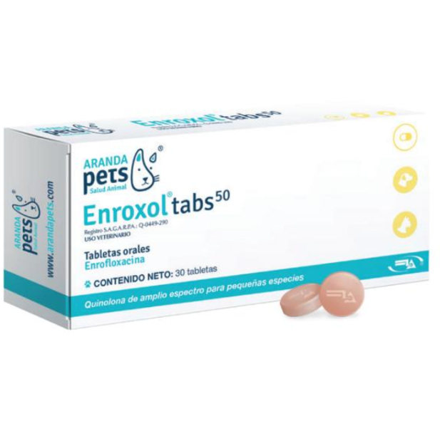 Enroxol Tabs 50 30 Tabletas Orales ( Enrofloxacina 50 mg )